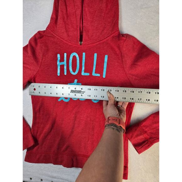 Y2K VTG Womens Small Hollister Pullover Hoodie-Signature-Red - Picture 4 of 5